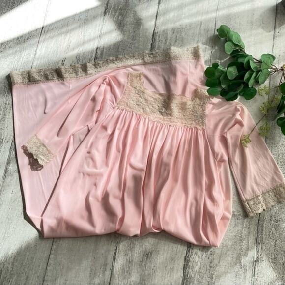 Vintage Pink Lace Lingerie Nightgown Medium Retro - Picture 7 of 7
